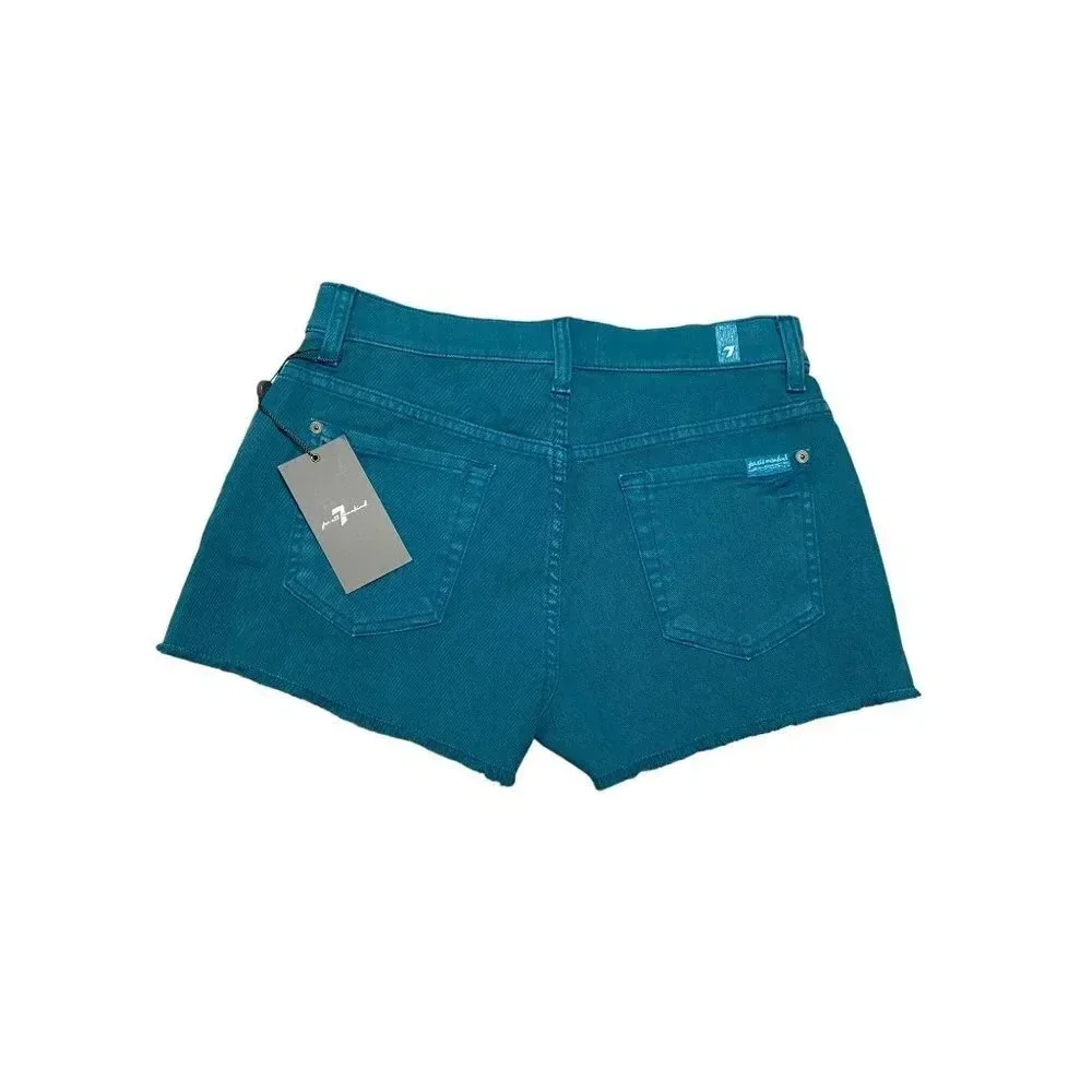 NWT 7 For All Mankind Teal Denim Cur Off Shorts-sz 26